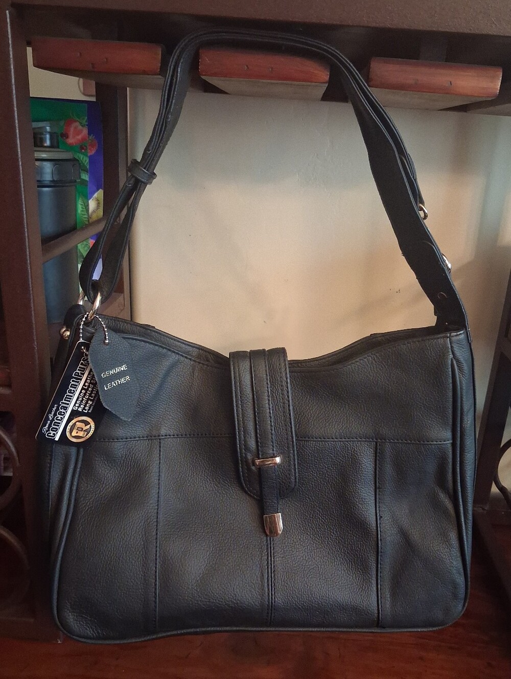 Roma Leather Black Conceal Carry Purse